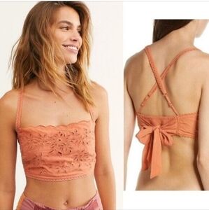 Free People Womens Size Medium Cassandra Crop Top Floral Eyelet Bronze $48